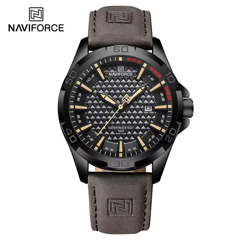 NAVIFORCE Brand Men Fashion Quartz Watches Male Leather Strap Sport Waterproof Wristwatches CalendarClock Relogio Masculino - RELUX.STORE