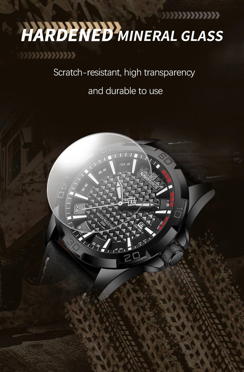 NAVIFORCE Brand Men Fashion Quartz Watches Male Leather Strap Sport Waterproof Wristwatches CalendarClock Relogio Masculino - RELUX.STORE