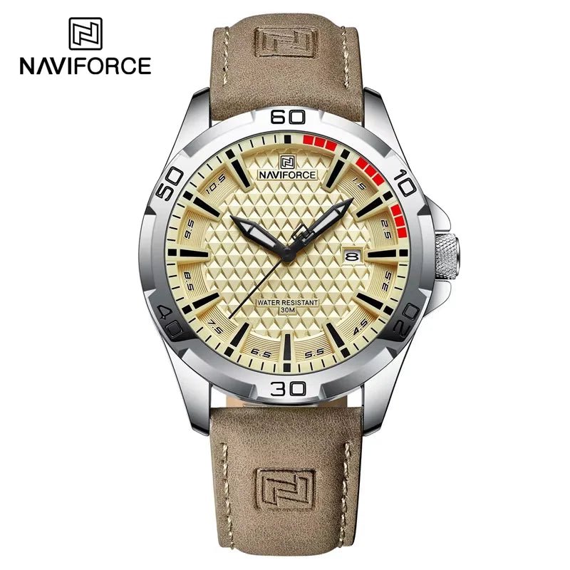 NAVIFORCE Brand Men Fashion Quartz Watches Male Leather Strap Sport Waterproof Wristwatches CalendarClock Relogio Masculino - RELUX.STORE