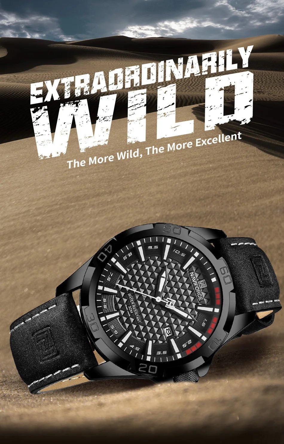 NAVIFORCE Brand Men Fashion Quartz Watches Male Leather Strap Sport Waterproof Wristwatches CalendarClock Relogio Masculino - RELUX.STORE
