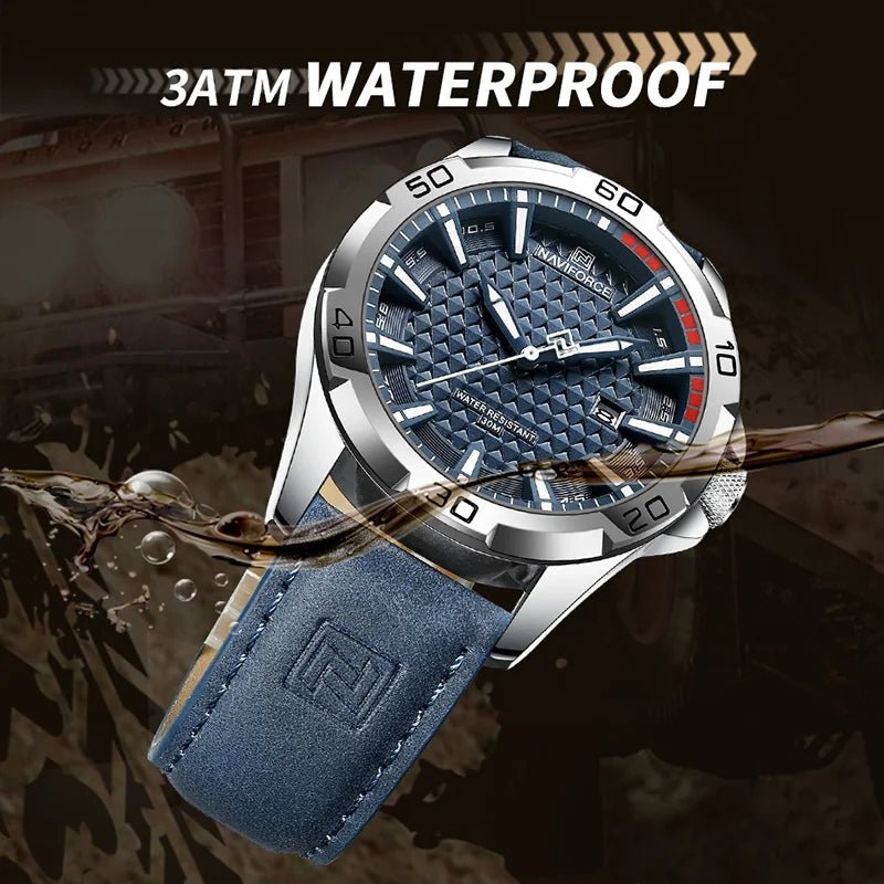 NAVIFORCE Brand Men Fashion Quartz Watches Male Leather Strap Sport Waterproof Wristwatches CalendarClock Relogio Masculino - RELUX.STORE