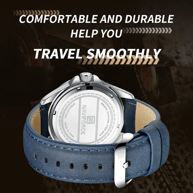 NAVIFORCE Brand Men Fashion Quartz Watches Male Leather Strap Sport Waterproof Wristwatches CalendarClock Relogio Masculino - RELUX.STORE