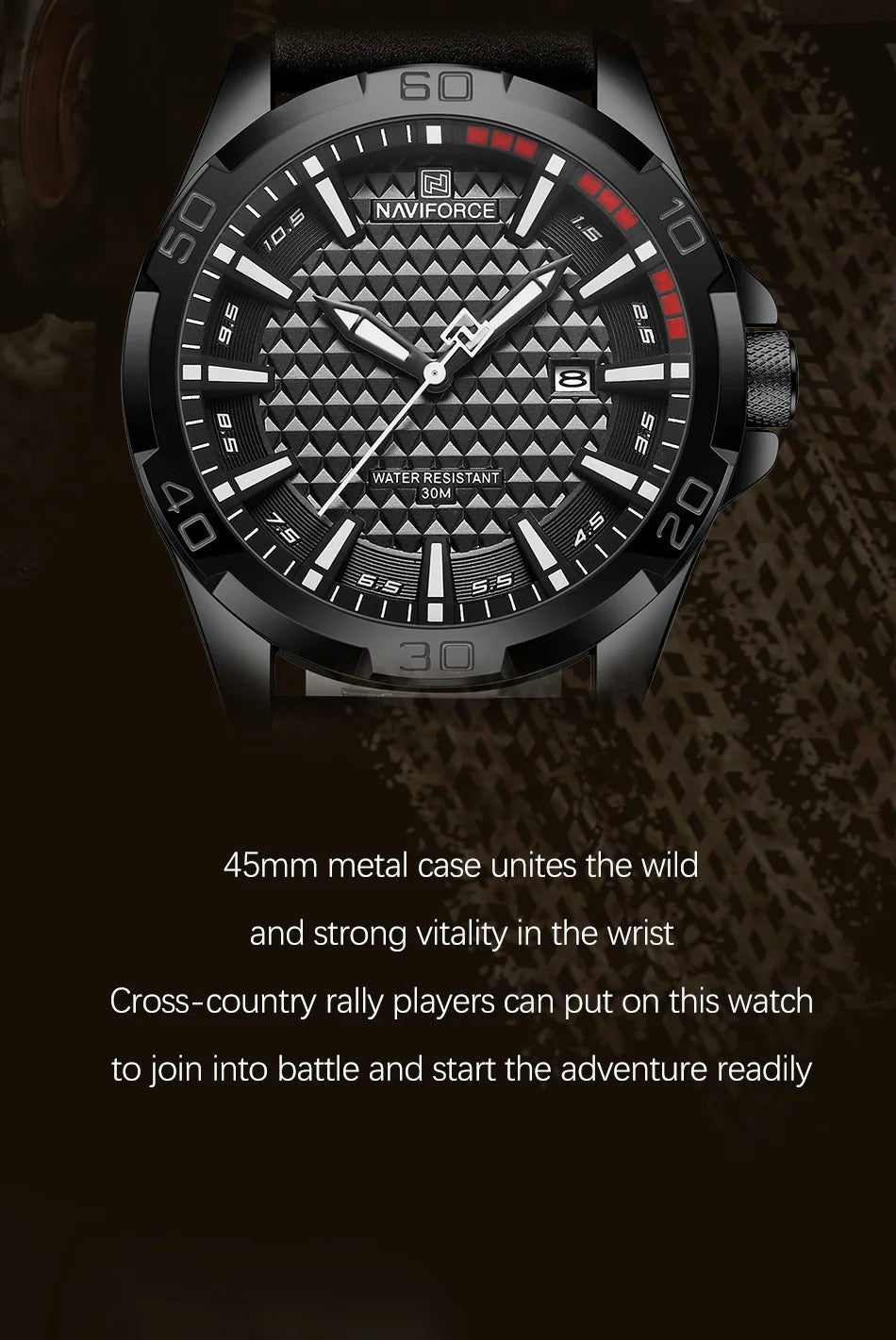 NAVIFORCE Brand Men Fashion Quartz Watches Male Leather Strap Sport Waterproof Wristwatches CalendarClock Relogio Masculino - RELUX.STORE