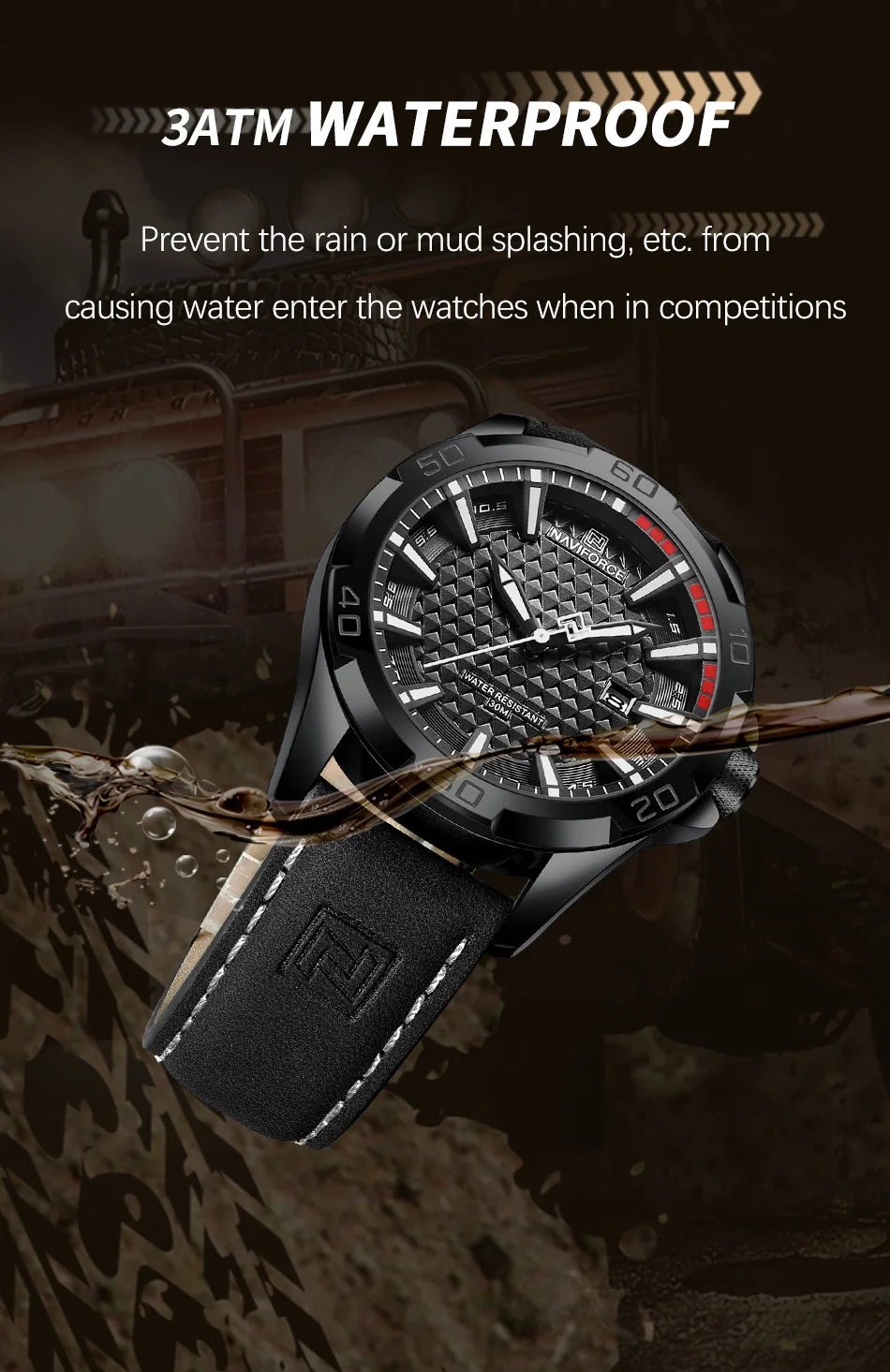 NAVIFORCE Brand Men Fashion Quartz Watches Male Leather Strap Sport Waterproof Wristwatches CalendarClock Relogio Masculino - RELUX.STORE