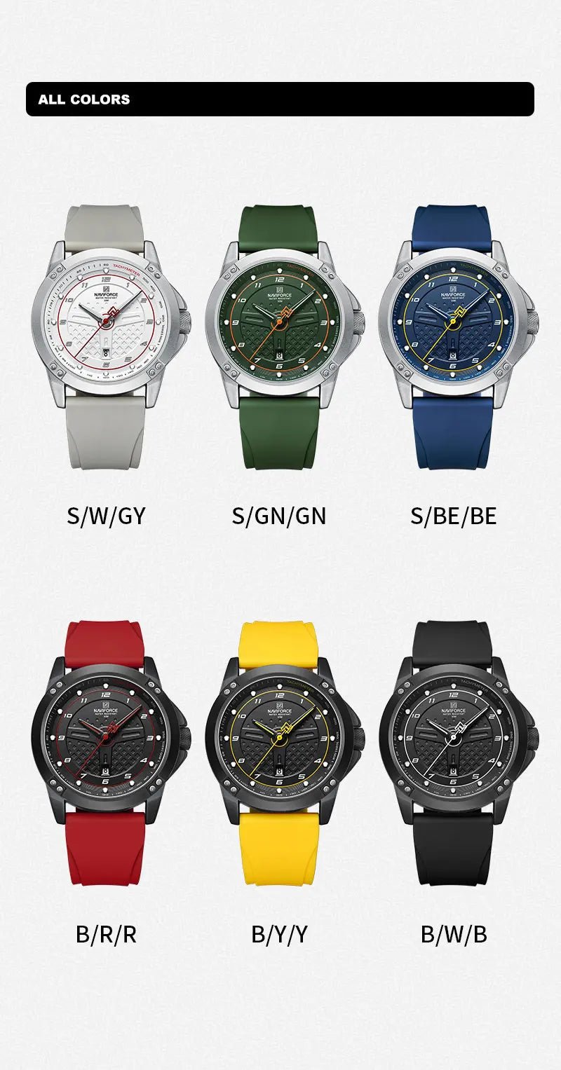 NAVIFORCE Casual Quartz Wristwatch Fashion Waterproof Men's Watches Sport Silicone Strap Male Luminous Clock Relogio Masculino - RELUX.STORE
