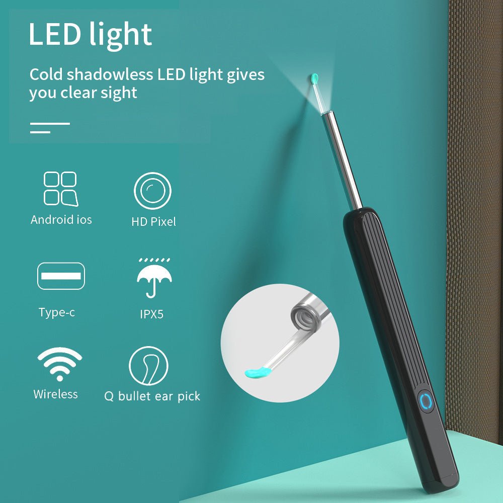 "NE3 Wireless Ear Cleaner Otoscope with Camera & LED Light – Smart Ear Wax Removal Endoscope Kit for iPhone & Android" - RELUX.STORE