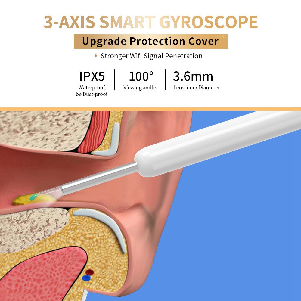 "NE3 Wireless Ear Cleaner Otoscope with Camera & LED Light – Smart Ear Wax Removal Endoscope Kit for iPhone & Android" - RELUX.STORE