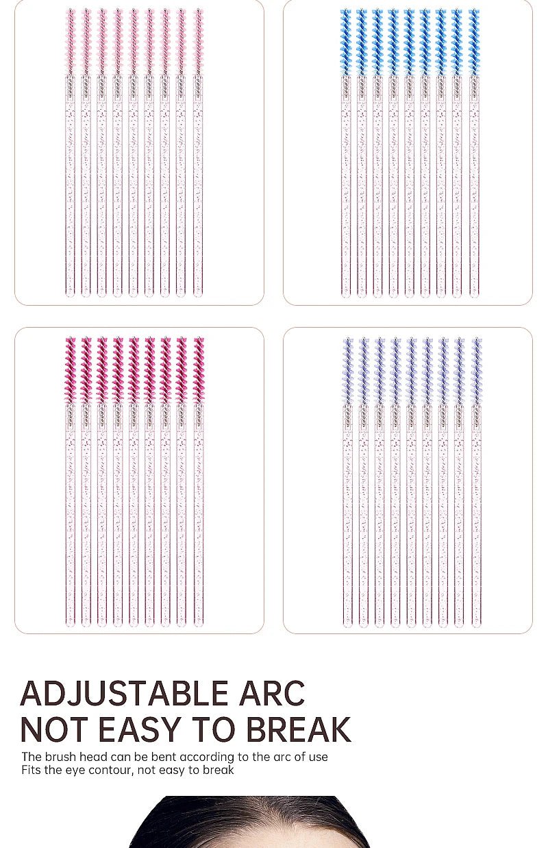 NEW 50Pcs Makeup Eyelash Brushes Disposable Crystal Eyebrow brush Diamond Handle Mascara Wand Applicator Lashes Extension Tools - RELUX.STORE