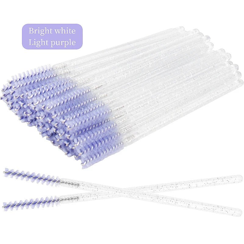 NEW 50Pcs Makeup Eyelash Brushes Disposable Crystal Eyebrow brush Diamond Handle Mascara Wand Applicator Lashes Extension Tools - RELUX.STORE