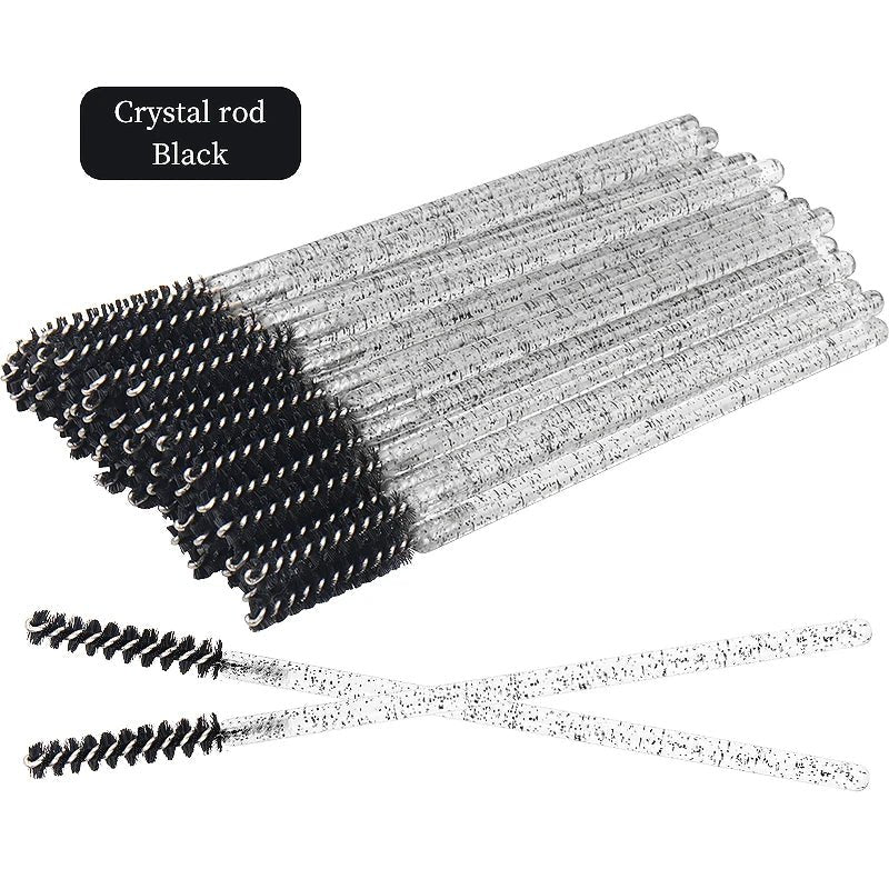 NEW 50Pcs Makeup Eyelash Brushes Disposable Crystal Eyebrow brush Diamond Handle Mascara Wand Applicator Lashes Extension Tools - RELUX.STORE