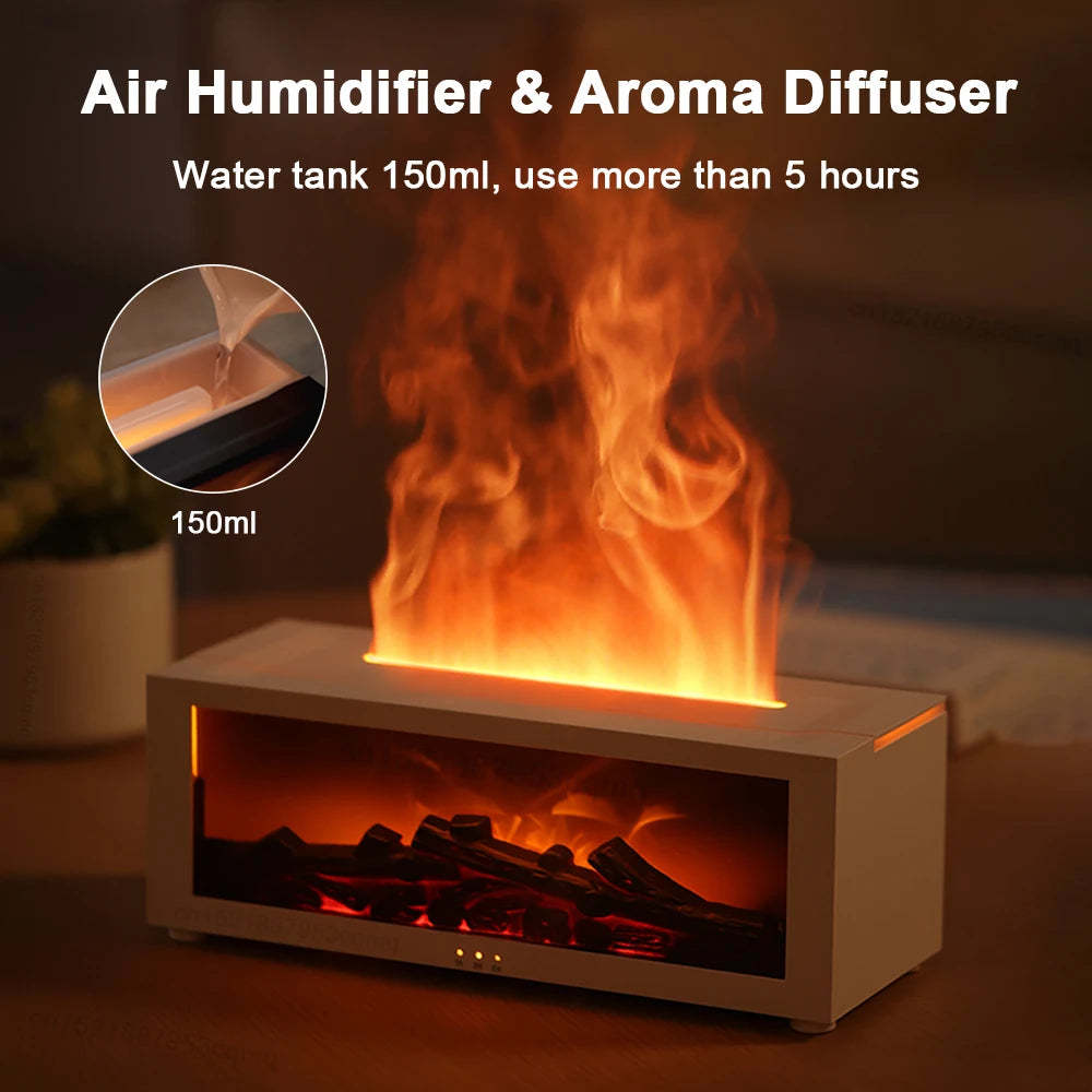 New Flame Aromatherapy Machine Colorful Essential Oil Diffuser Home Large Fog Volume Flame Humidifier 3D Flame Fireplace Machine - RELUX.STORE