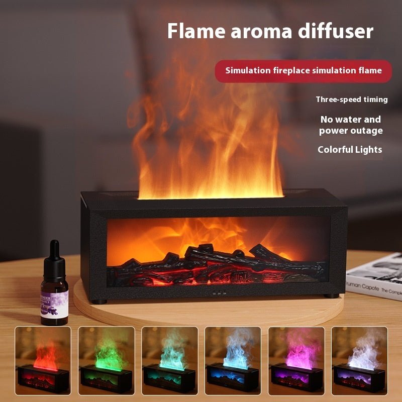 New Flame Aromatherapy Machine Colorful Essential Oil Diffuser Home Large Fog Volume Flame Humidifier 3D Flame Fireplace Machine - RELUX.STORE