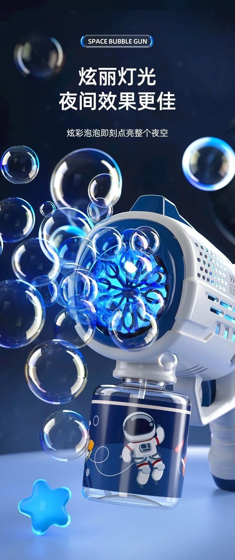 New Porous Astronaut Electric Bubble Gun for Kids – Automatic Bubble Blower with Lights, Summer Outdoor Toy & Party Fun - RELUX.STORE