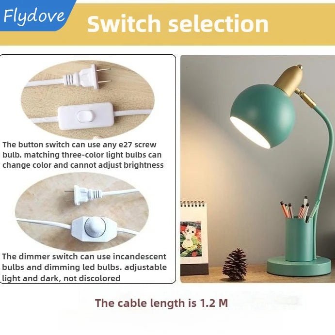 "Nordic Iron Art LED Macaron Desk Lamp – Eye Protection, Dimmable Table Lamp with Metal Pen Holder for Living Room, Bedroom & Home Decor" - RELUX.STORE