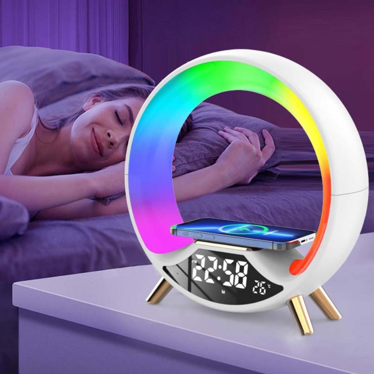 O Light Three In One Wireless Charging Multifunctional Bluetooth Speaker Night Light - RELUX.STORE