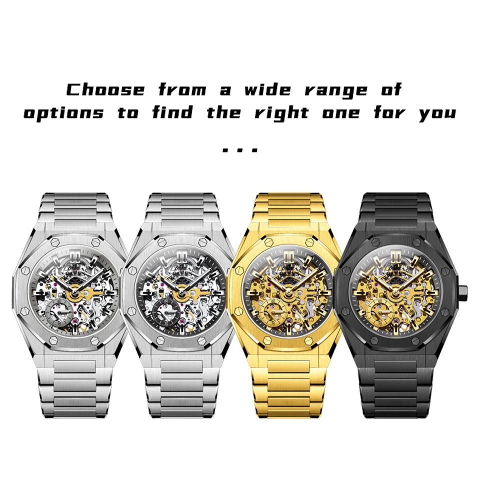 OLEVS Men's Watch Top Brand Luxury Hollowing Automatic Mechanical Watch Waterproof Luminous Watch for Men Gift Clock - RELUX.STORE