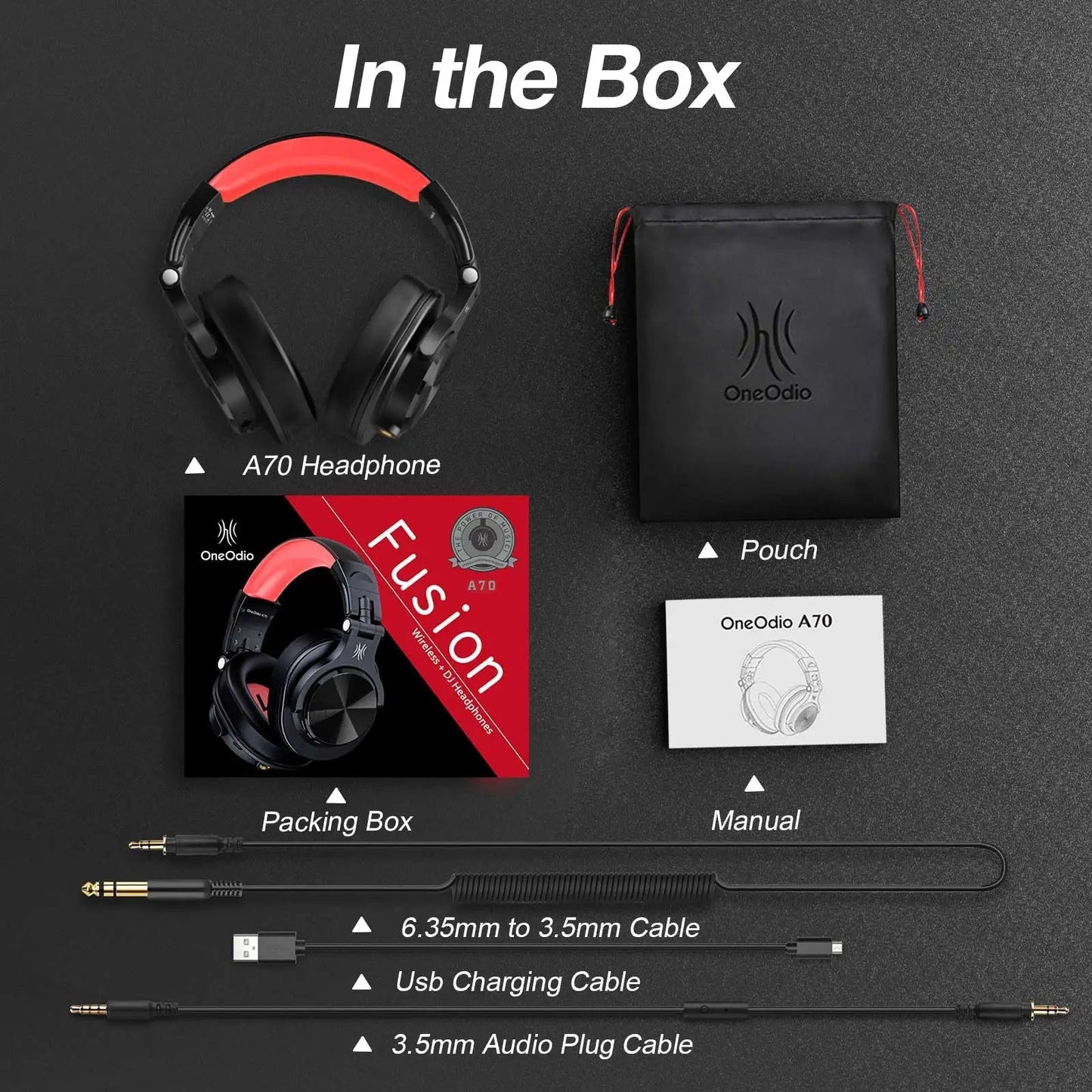 "Oneodio Fusion A70 Wireless Bluetooth Headphones – Over - Ear Hi - Res Studio Audio, Bluetooth 5.2, 72H Playtime, Professional DJ & Music Headset" - RELUX.STORE