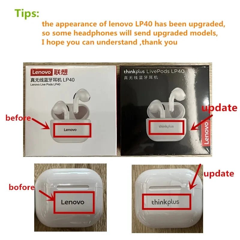 Original Lenovo LP40 Bluetooth 5.0 Earphones – Immersive HiFi Sound TWS with Microphone, Touch Control & Long Standby - RELUX.STORE