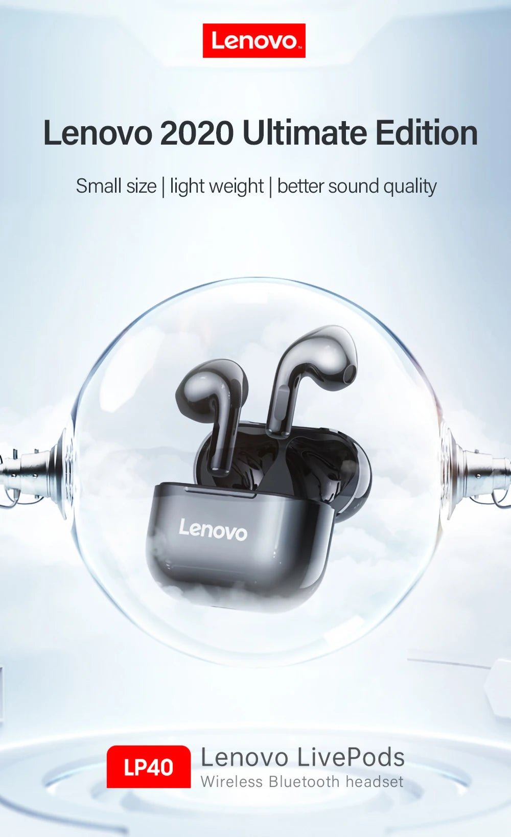 Original Lenovo LP40 Bluetooth 5.0 Earphones – Immersive HiFi Sound TWS with Microphone, Touch Control & Long Standby - RELUX.STORE