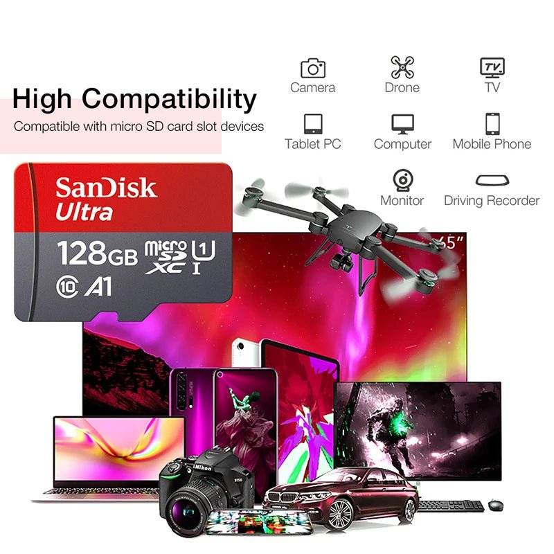 Original SanDisk Micro SD Memory Card 32GB 64GB 128GB 256GB – Class 10 UHS - I TF Flash Card for Smartphone, Camera, Tablet & PC - RELUX.STORE
