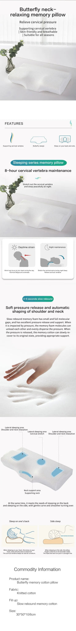 “Orthopedic Memory Foam Neck Pillow – Slow Rebound Cervical Support Pillow for Pain Relief & Anti - Snoring | Ergonomic Memory Cotton Sleep Pillow for Deep Rest” - RELUX.STORE