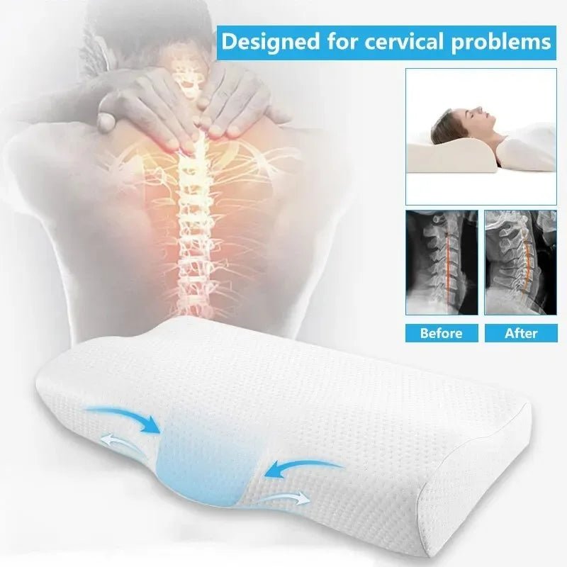 “Orthopedic Memory Foam Pillow for Neck Pain Relief – Butterfly Shaped Cervical Pillow with Slow Rebound Support | Ergonomic Bed Pillow for Deep Sleep & Spinal Alignment” - RELUX.STORE