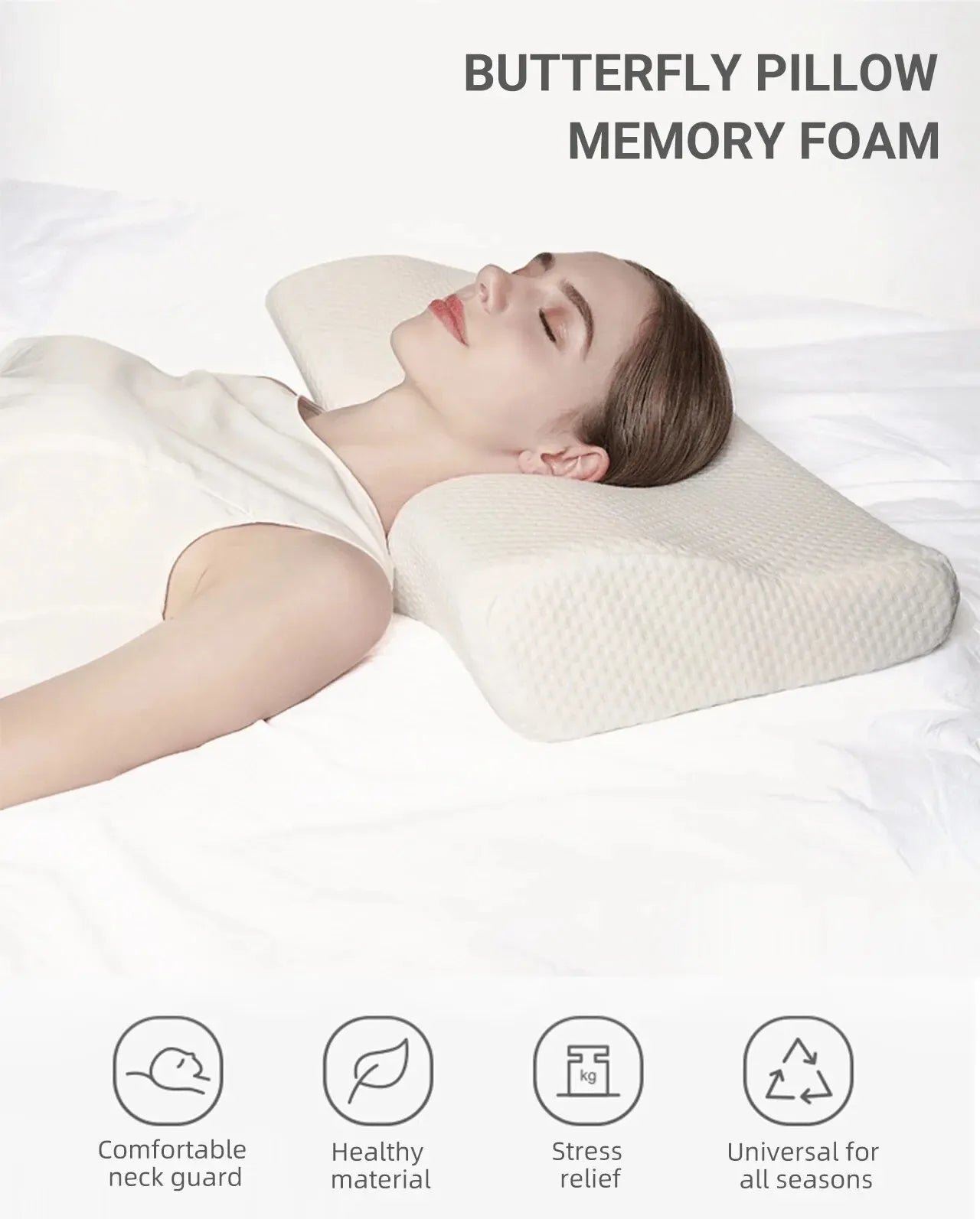“Orthopedic Memory Foam Pillow for Neck Pain Relief – Butterfly Shaped Cervical Pillow with Slow Rebound Support | Ergonomic Bed Pillow for Deep Sleep & Spinal Alignment” - RELUX.STORE