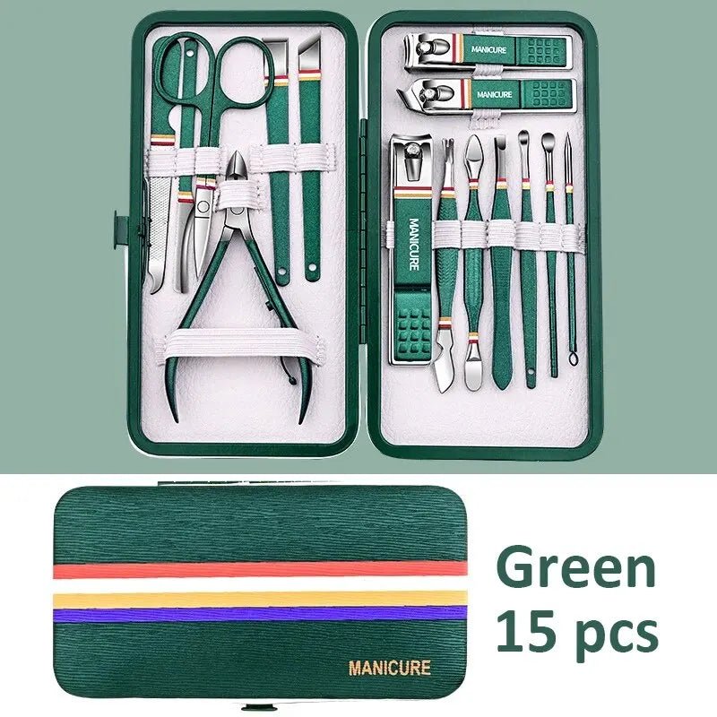"Ouriner 6 - 18Pcs Portable Manicure & Pedicure Set – Nail Clippers, Eyebrow Scissors & Personal Care Tools in Bright Black" - RELUX.STORE