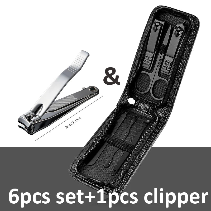 "Ouriner 6 - 18Pcs Portable Manicure & Pedicure Set – Nail Clippers, Eyebrow Scissors & Personal Care Tools in Bright Black" - RELUX.STORE