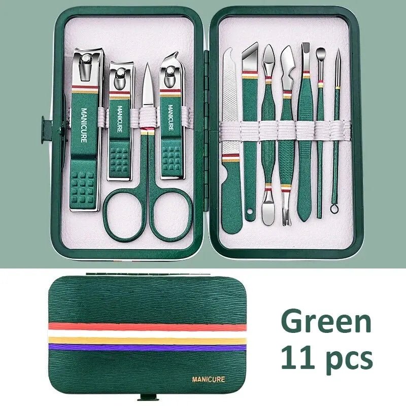 "Ouriner 6 - 18Pcs Portable Manicure & Pedicure Set – Nail Clippers, Eyebrow Scissors & Personal Care Tools in Bright Black" - RELUX.STORE