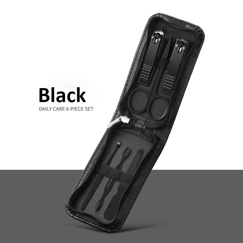 "Ouriner 6 - 18Pcs Portable Manicure & Pedicure Set – Nail Clippers, Eyebrow Scissors & Personal Care Tools in Bright Black" - RELUX.STORE