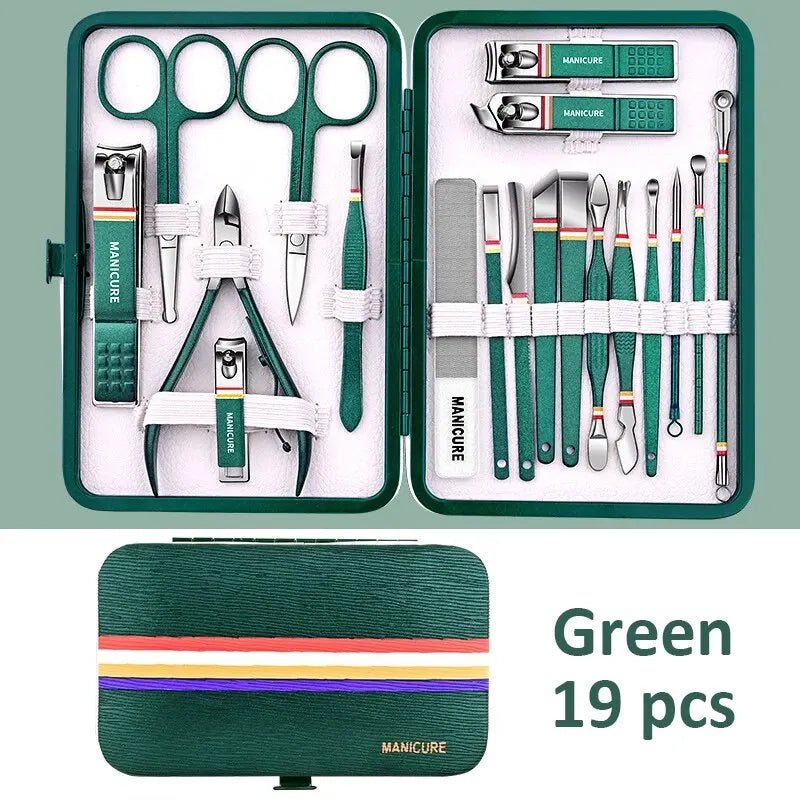 "Ouriner 6 - 18Pcs Portable Manicure & Pedicure Set – Nail Clippers, Eyebrow Scissors & Personal Care Tools in Bright Black" - RELUX.STORE