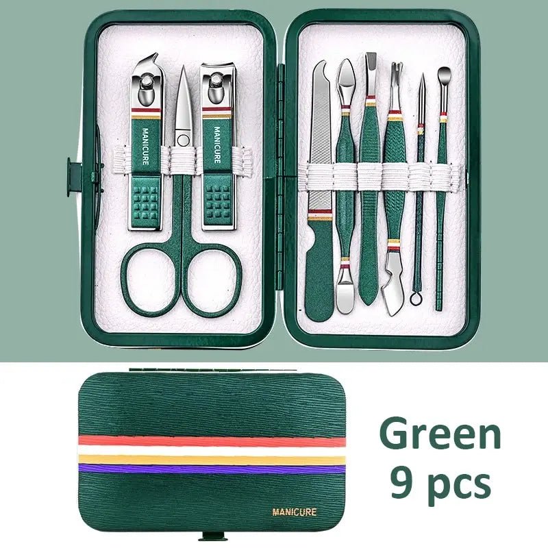 "Ouriner 6 - 18Pcs Portable Manicure & Pedicure Set – Nail Clippers, Eyebrow Scissors & Personal Care Tools in Bright Black" - RELUX.STORE
