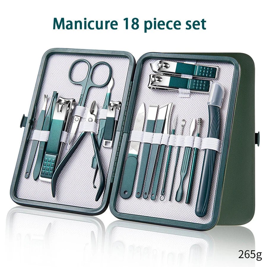 "Ouriner 6 - 18Pcs Portable Manicure & Pedicure Set – Nail Clippers, Eyebrow Scissors & Personal Care Tools in Bright Black" - RELUX.STORE