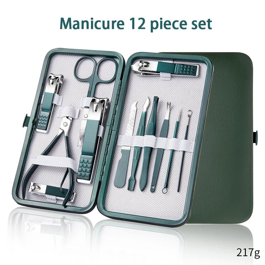 "Ouriner 6 - 18Pcs Portable Manicure & Pedicure Set – Nail Clippers, Eyebrow Scissors & Personal Care Tools in Bright Black" - RELUX.STORE