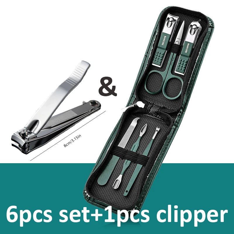 "Ouriner 6 - 18Pcs Portable Manicure & Pedicure Set – Nail Clippers, Eyebrow Scissors & Personal Care Tools in Bright Black" - RELUX.STORE