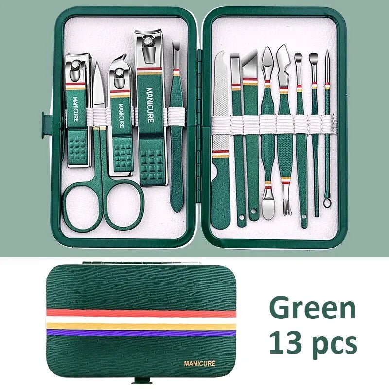 "Ouriner 6 - 18Pcs Portable Manicure & Pedicure Set – Nail Clippers, Eyebrow Scissors & Personal Care Tools in Bright Black" - RELUX.STORE
