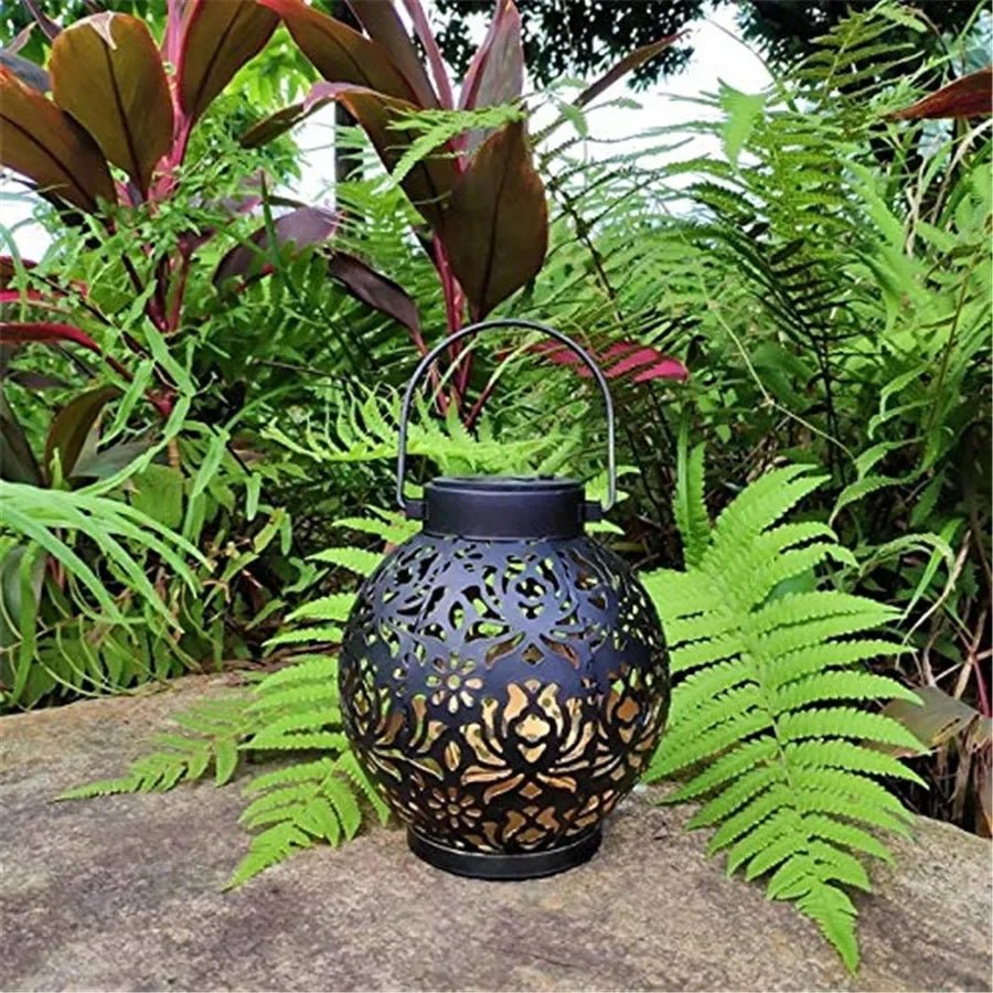 "Outdoor Garden Solar Light – Iron Art Hanging LED Lantern, Hollow Landscape Projection Light, Waterproof Garden & Patio Decoration" - RELUX.STORE