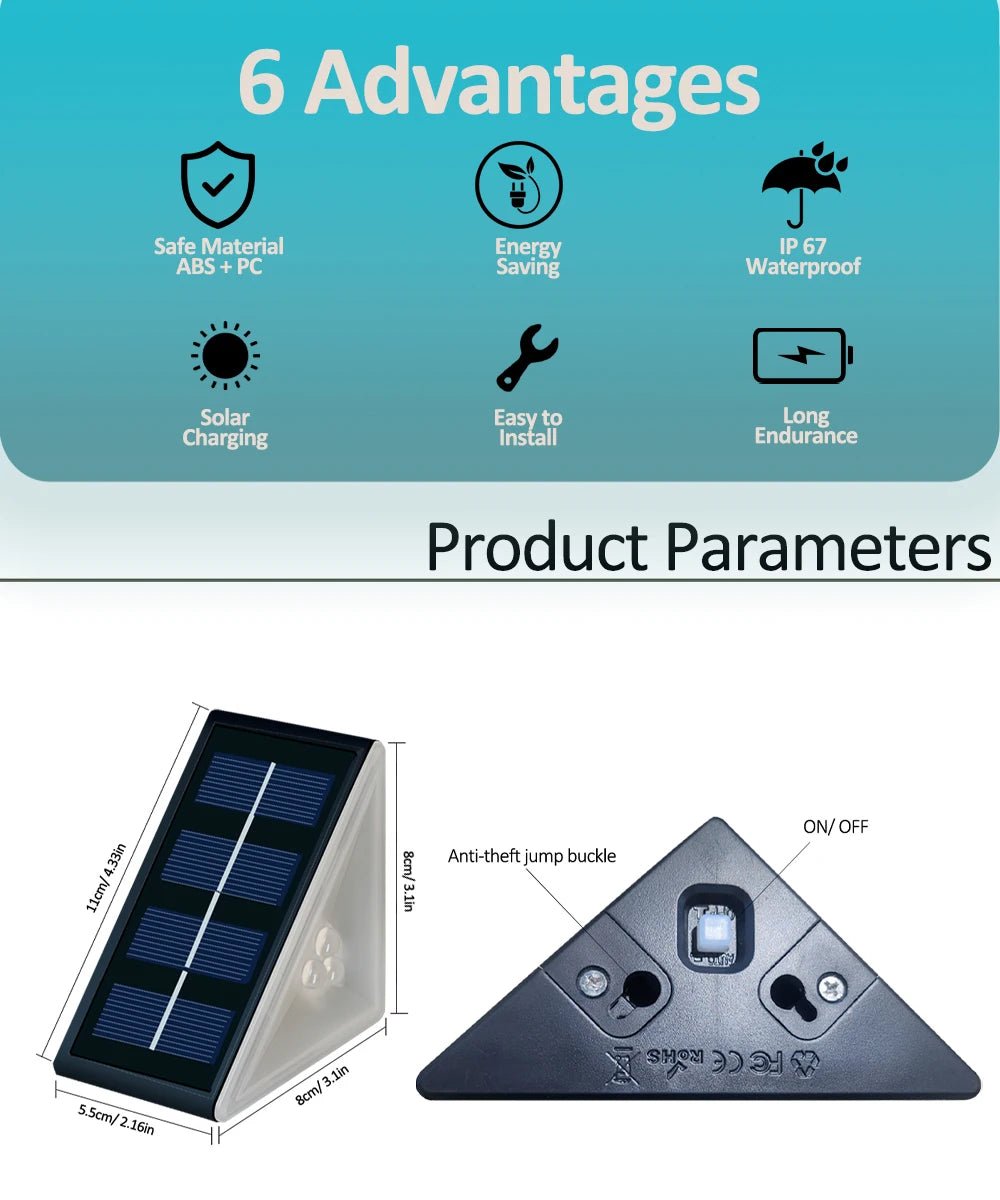 "Outdoor Solar Step Lights – Warm White & RGB, IP67 Waterproof, Auto - On LED Lights for Patio, Yard, Driveway & Porch Decoration" - RELUX.STORE