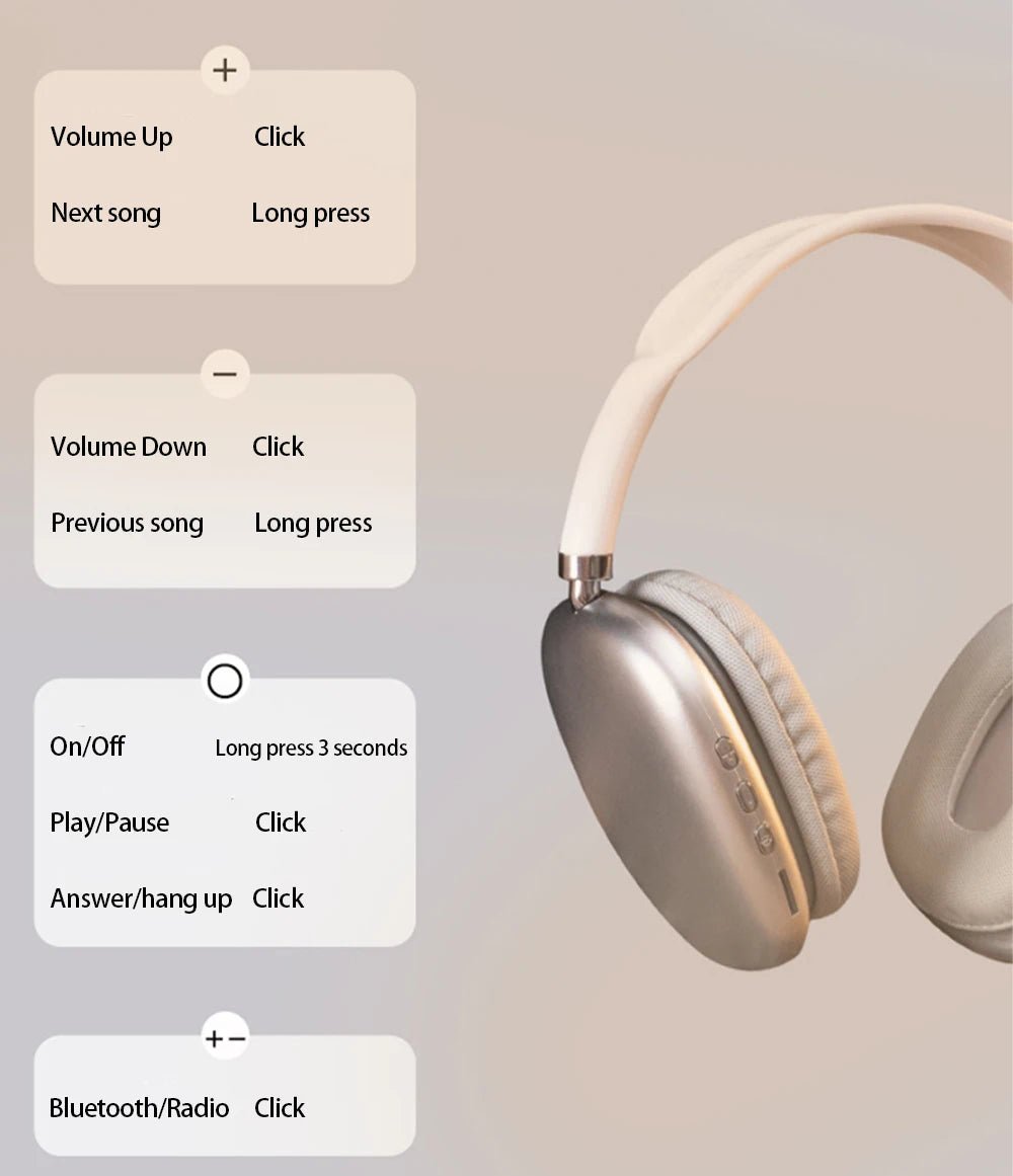 P9 Wireless Bluetooth Headset – Sports & Gaming Earbuds with Mic, Noise - Cancelling, and High - Quality Bluetooth Earphones - RELUX.STORE