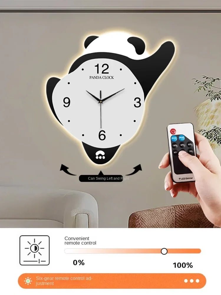 “Panda Glowing Swinging Wall Clock – Fun Kids Room Décor, Night Light Feature, Hot Sale” - RELUX.STORE