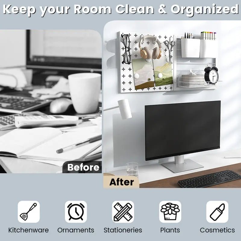 Pegboard Combination Kit Combination Wall Organizer with Magnets and Hooks - RELUX.STORE