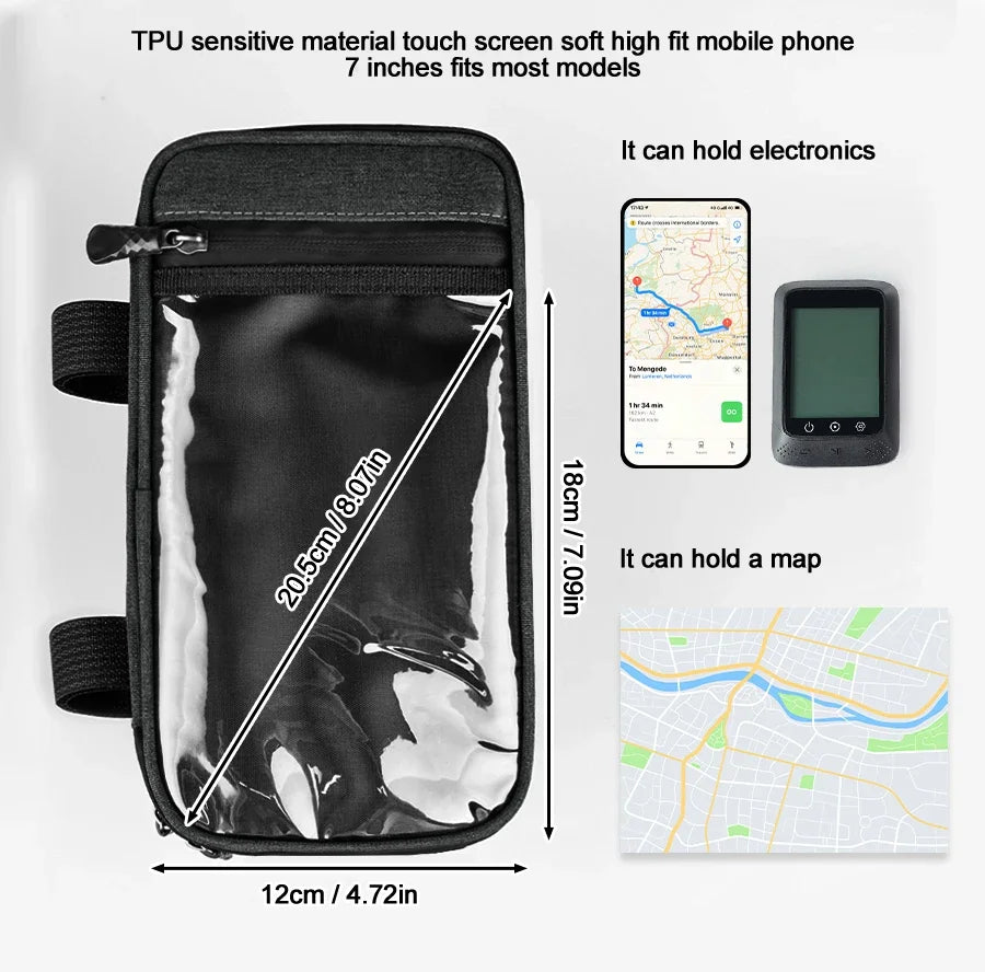 PHMAX Bike Front Bag Portable Bike Mountain Bike Handlebar Bag Multi - Pocket MTB Storage Bag Large Capacity Waterproof Bike Bag - RELUX.STORE