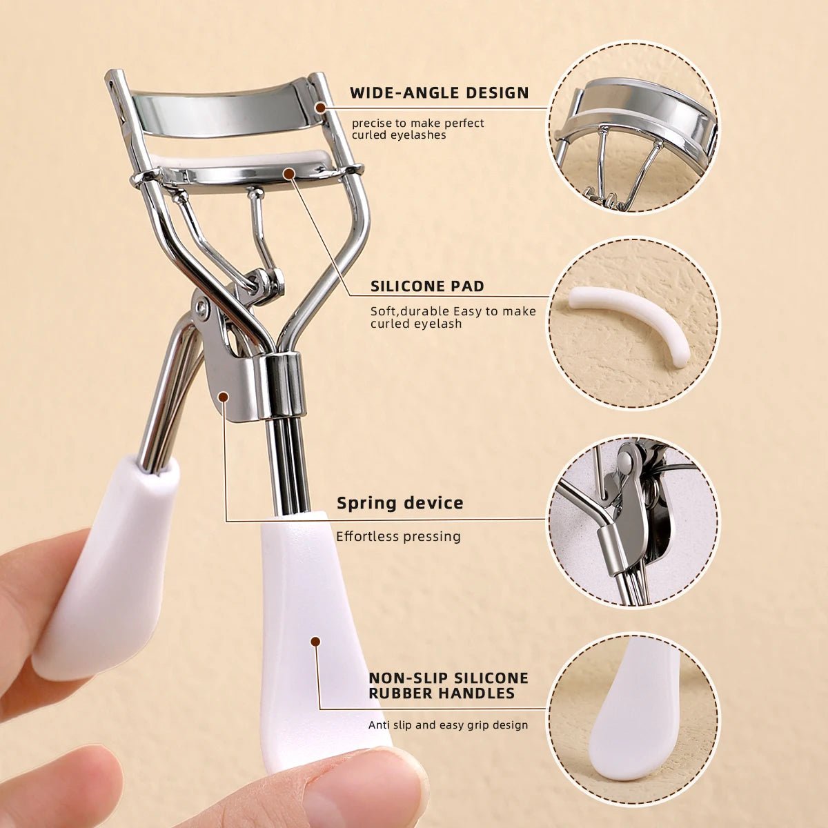 Portable Eyelash Curler with 15 Silicone Pads and Stainless Steel Eyelash Curler, Used for Eyelash Extension and Curling Tools - RELUX.STORE