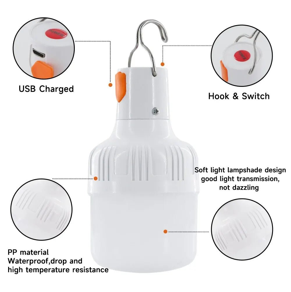 "Portable Rechargeable LED Camping Lantern – Dimmable Multifunctional Tent Light with Hook & USB Charging | Bright Outdoor Emergency Street Lamp for Hiking, Travel & Home Use" - RELUX.STORE