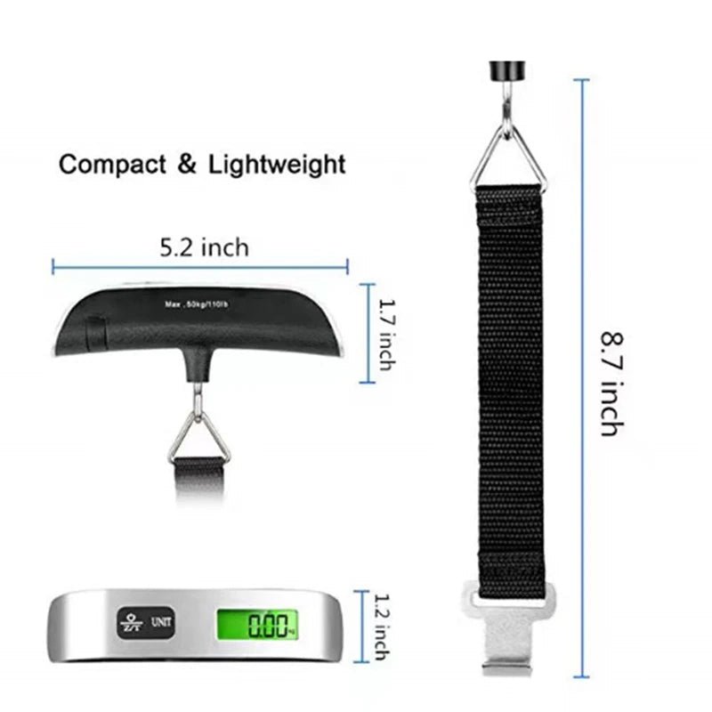 Portable Scale Digital LCD Display 110lb/50kg Electronic Luggage Hanging Suitcase Travel Weighs Baggage Bag Weight Balance Tools - RELUX.STORE