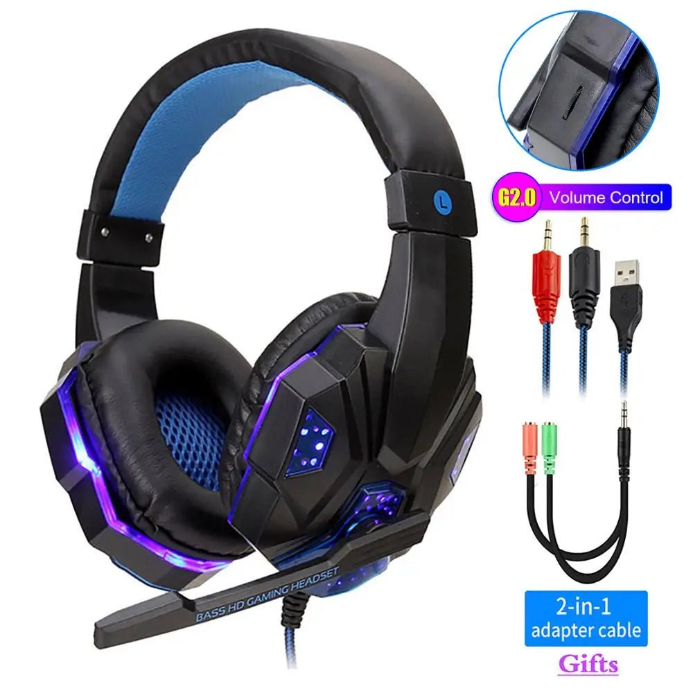 Professional LED Wired Gaming Headset – Stereo Bass Headphones with Microphone for PC, PS4, PS5 & Xbox - RELUX.STORE