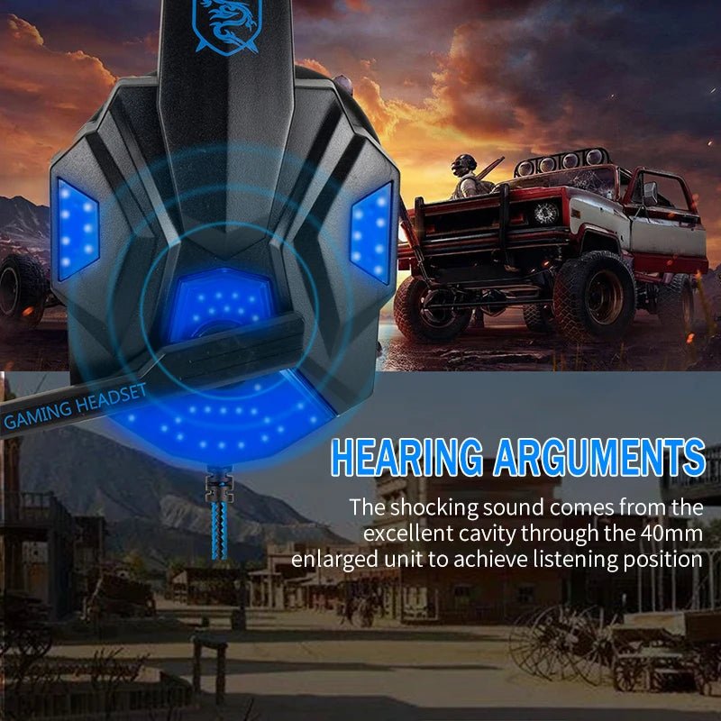 Professional LED Wired Gaming Headset – Stereo Bass Headphones with Microphone for PC, PS4, PS5 & Xbox - RELUX.STORE