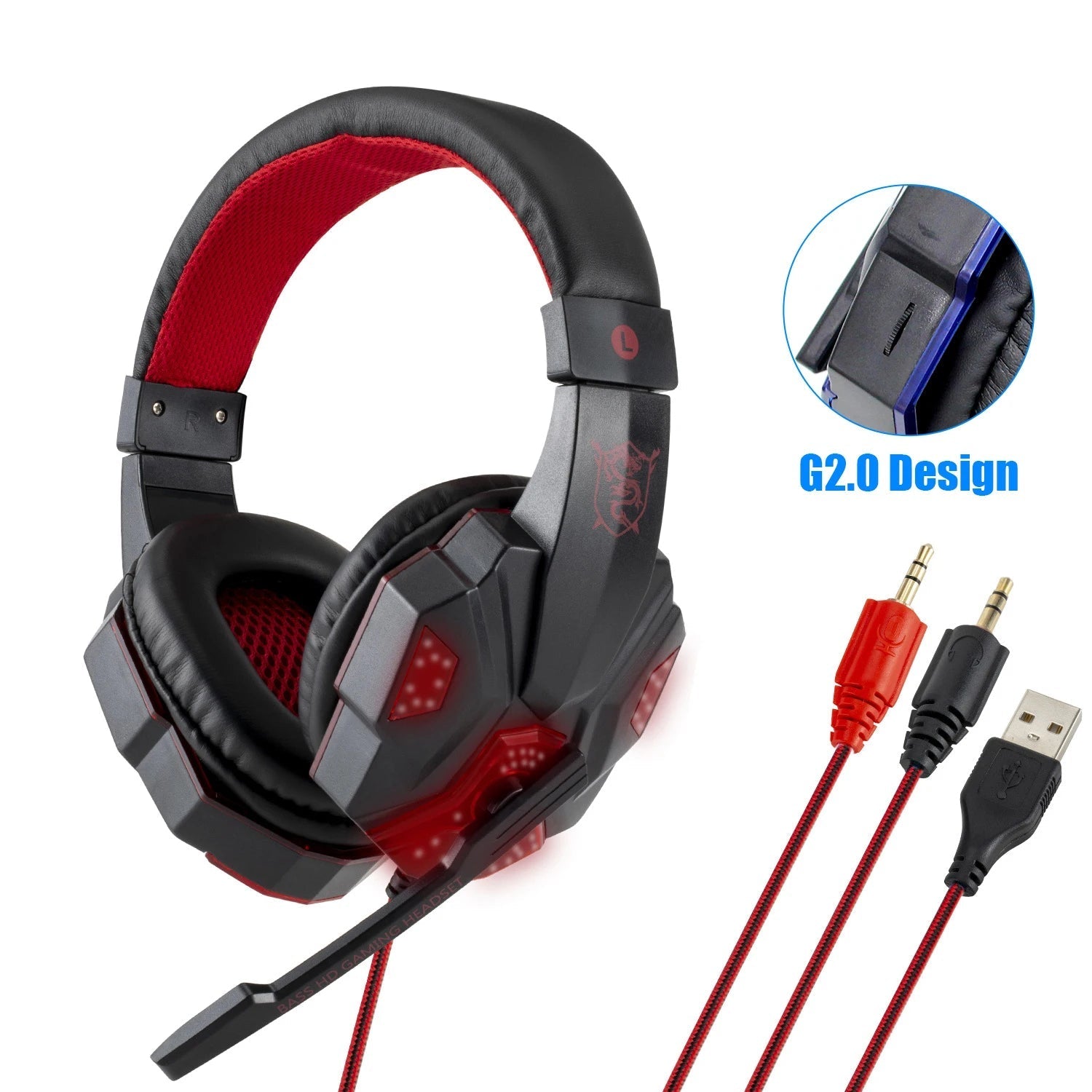 Professional LED Wired Gaming Headset – Stereo Bass Headphones with Microphone for PC, PS4, PS5 & Xbox - RELUX.STORE