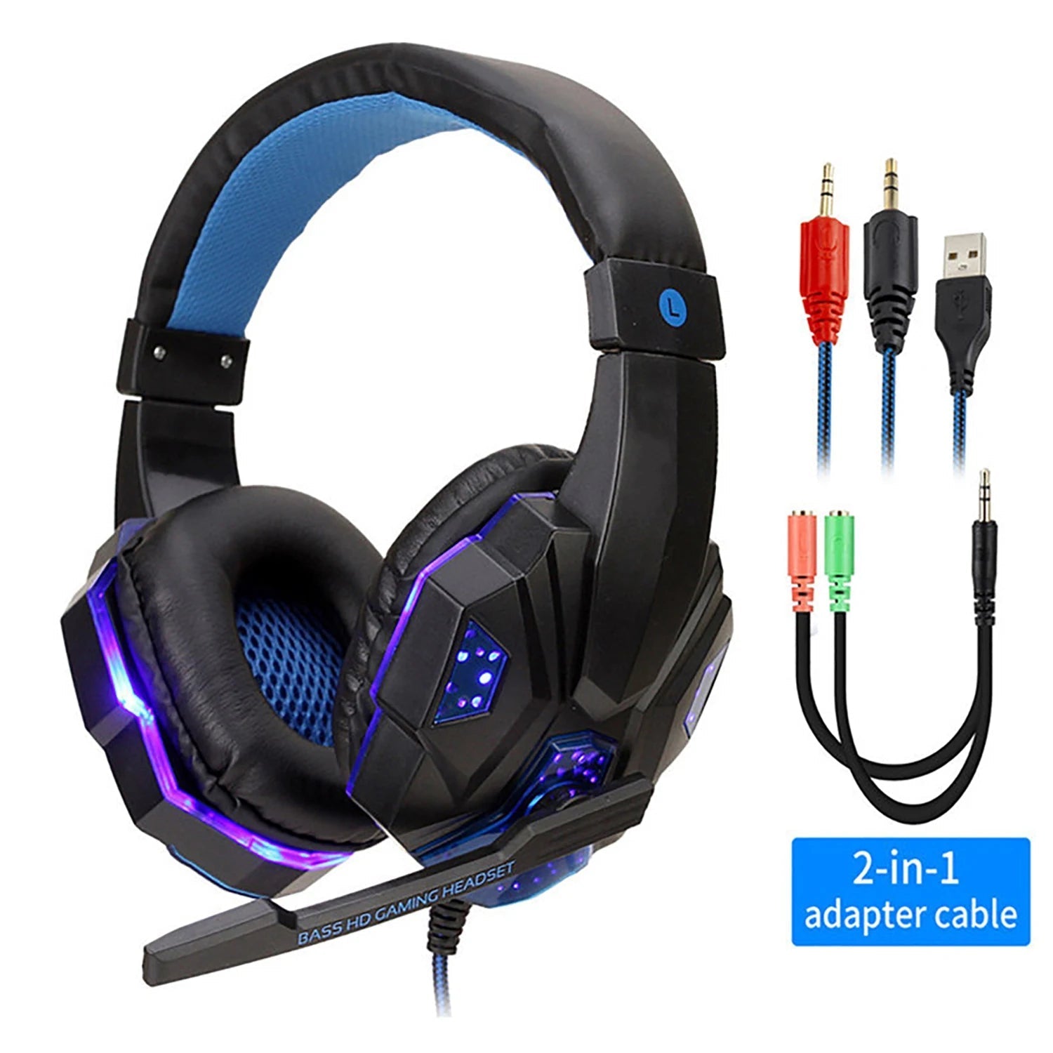 Professional LED Wired Gaming Headset – Stereo Bass Headphones with Microphone for PC, PS4, PS5 & Xbox - RELUX.STORE
